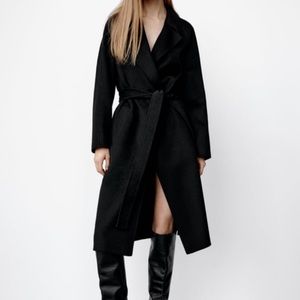 Zara belted wool blend coat